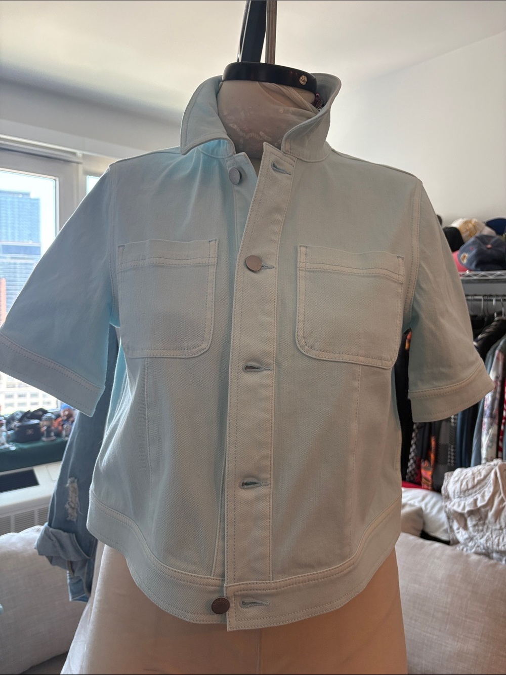 Talbots Pastel Blue Short-Sleeve Shirt Jacket